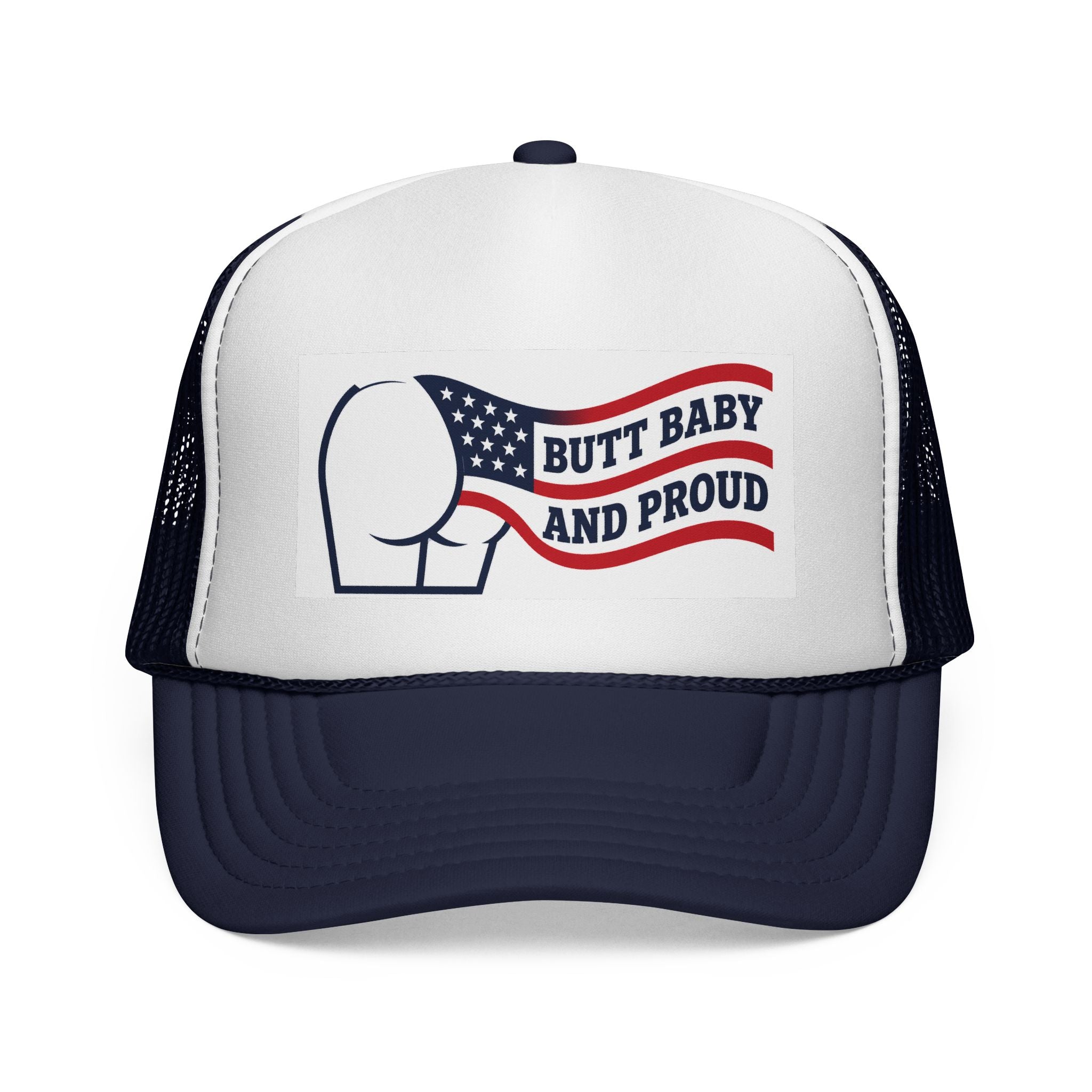 Trucker Cap — "Butt Baby and Proud" Patriotic Mesh Hat