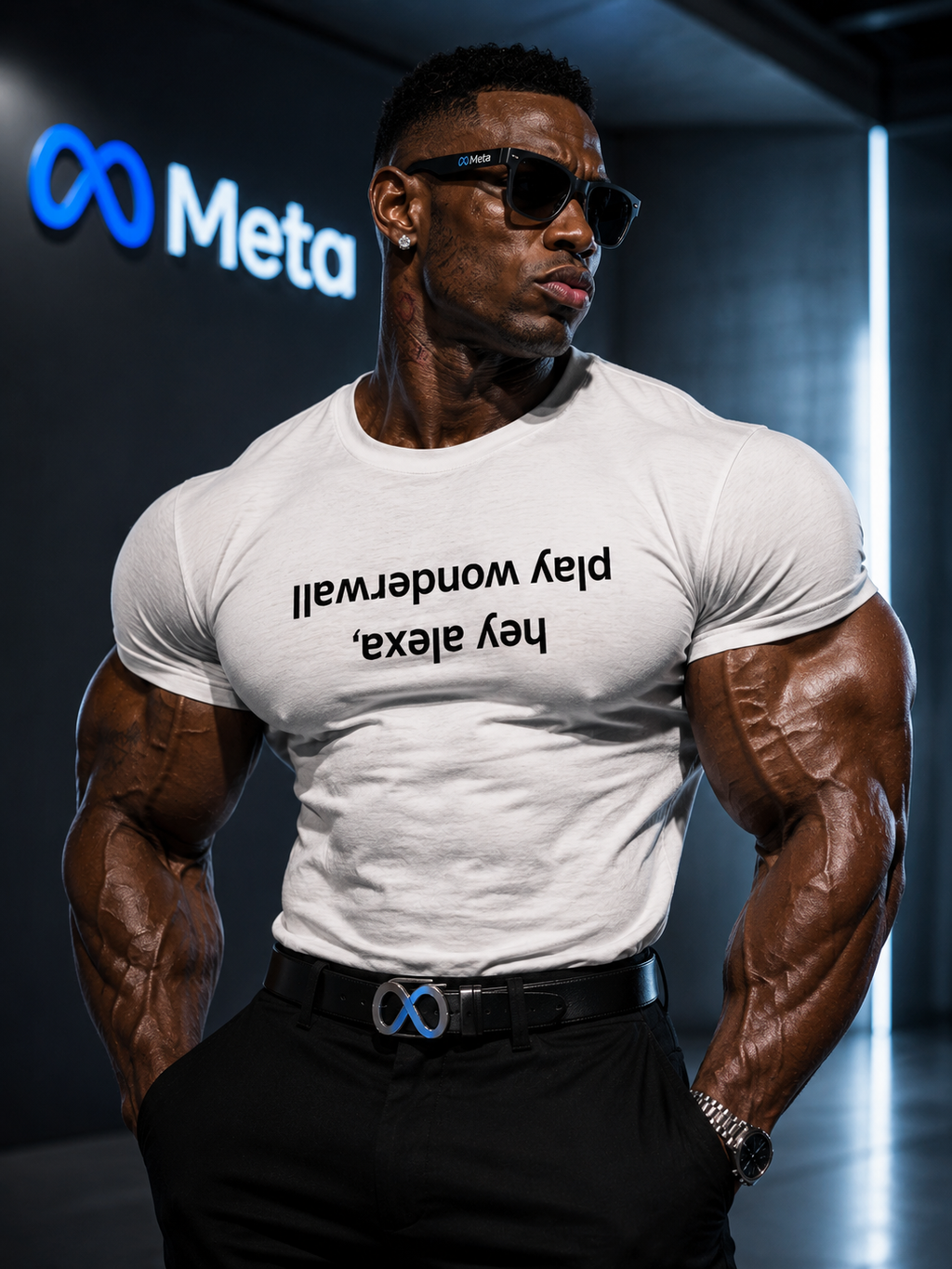 "hey alexa play wonderwall" Inverted Text Tee